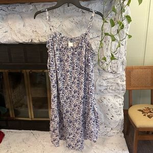 blue floral sundress with adjustable spaghetti straps